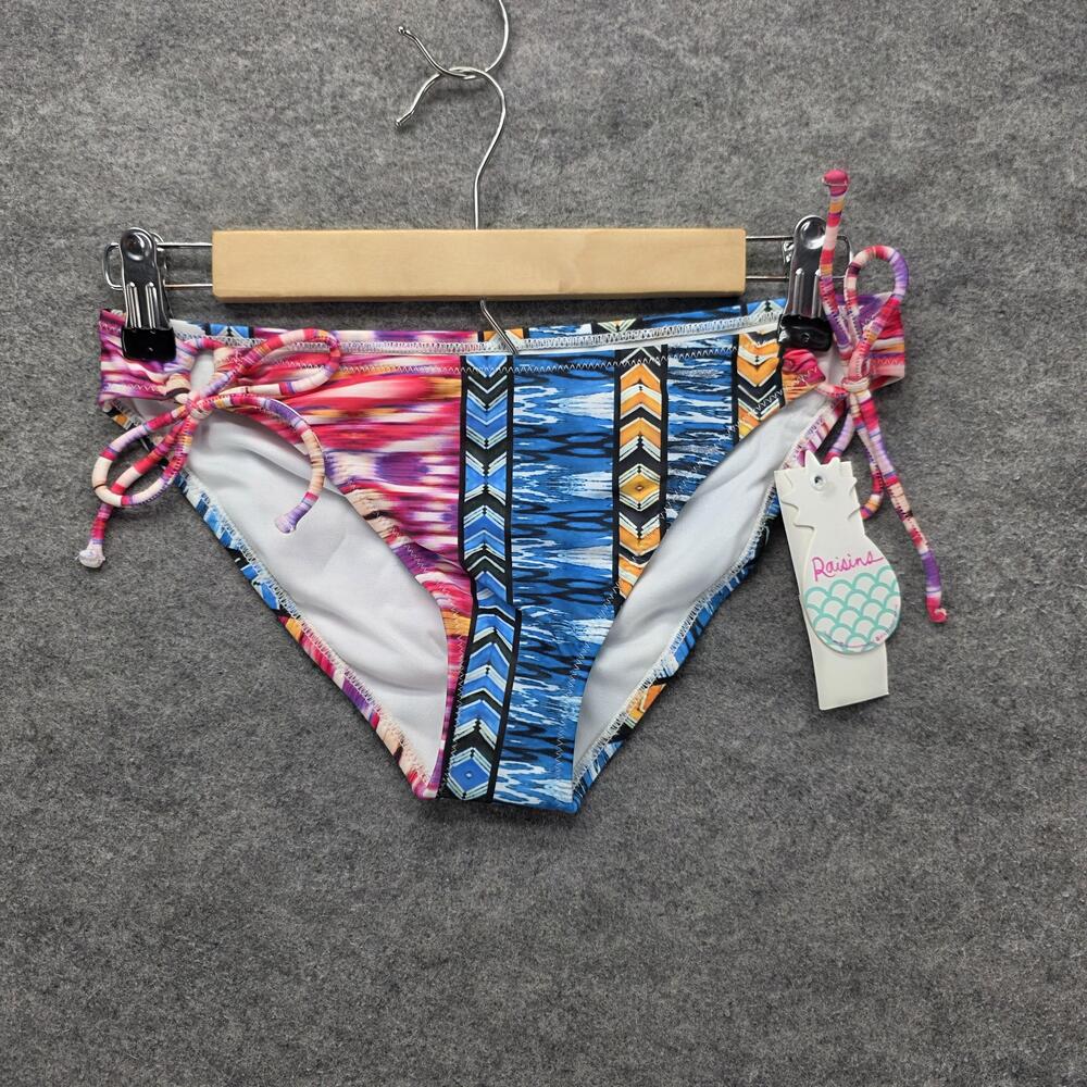 Raisins Bikini Bottom Womens S Multicolor Geometric Side Tie Lined Stretch